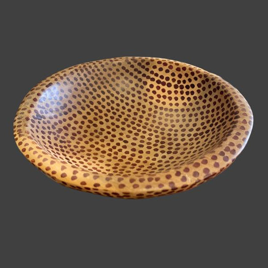 Handcrafted Wooden Bowl Dotted Design