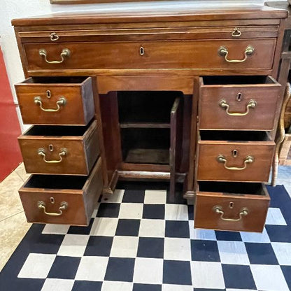 Antique George III Mahogany Kneehole Desk With Original Finish