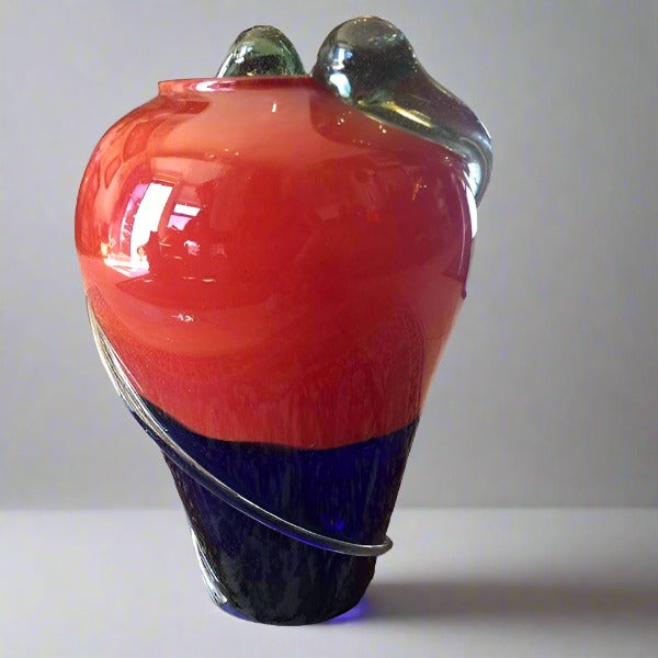 Art Deco Red & Blue Glass Vase-Large