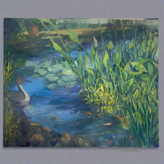 Duck in Pond Oil Painting