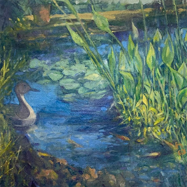 Duck in Pond Oil Painting