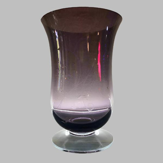 Purple Amethyst Etched Vines Glass Vase