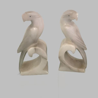 Vintage Alabaster Bookends Parrots - a Pair