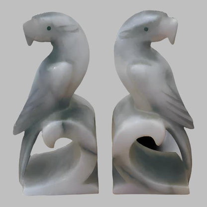 Vintage Alabaster Bookends Parrots - a Pair