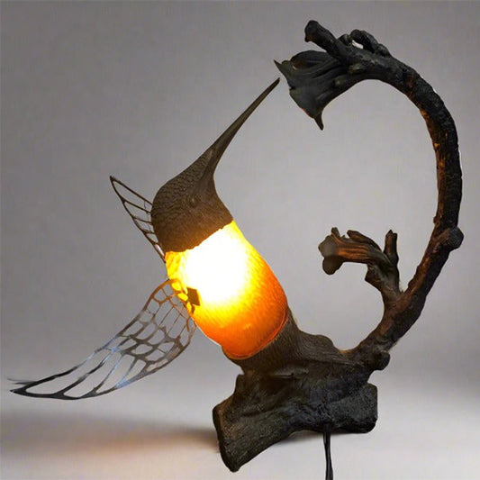 Vintage Art Table Lamp Hummingbird