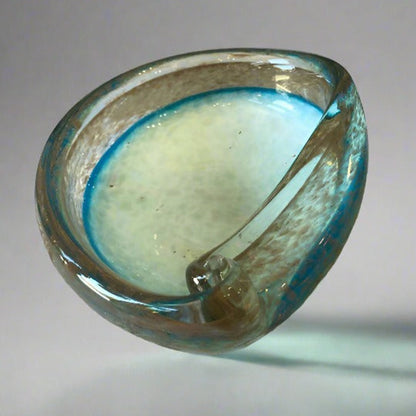 Vintage Hand-Blown Cerulean Blue Bowl