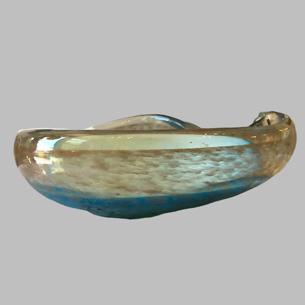 Vintage Hand-Blown Cerulean Blue Bowl