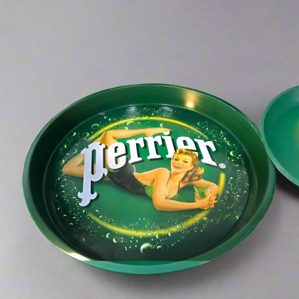 Vintage Perrier Metal Tray-Set of 4