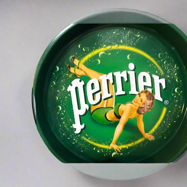 Vintage Perrier Metal Tray-Set of 4