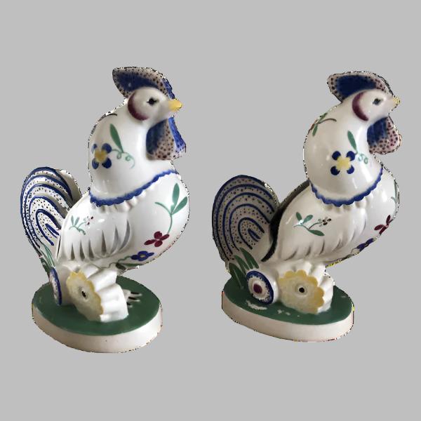 Vintage Roosters Figurines - Set of Two