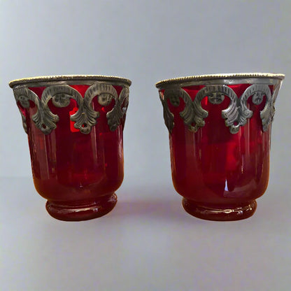 Vintage  Ruby Red Glasses-Set of 2